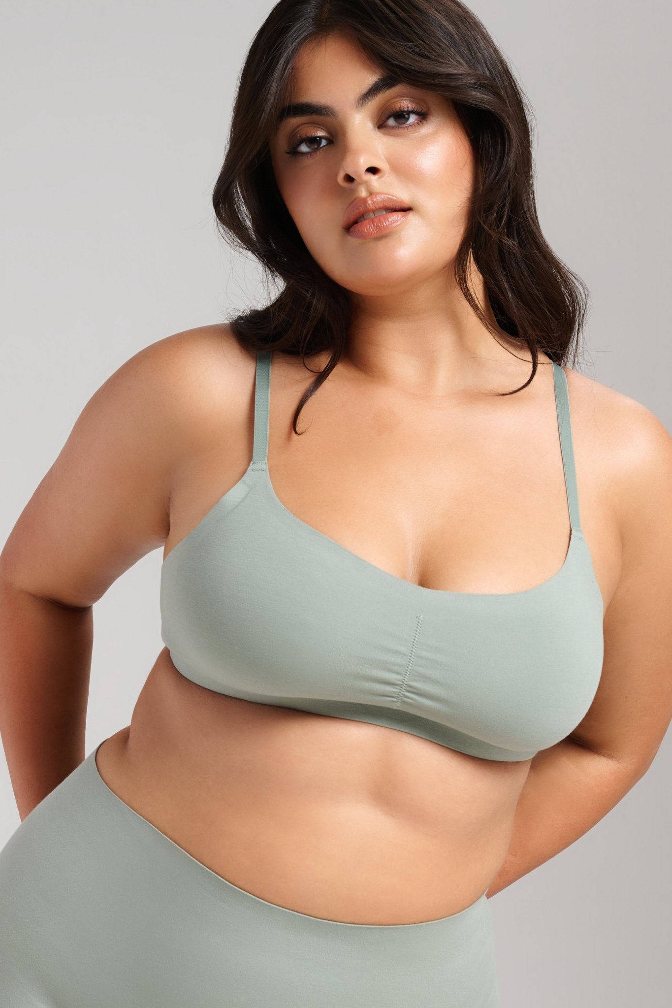 Organic Cotton No - Show V - Scoop Bra - Siella - Color: Sage Sauge