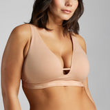 Organic Cotton Plunge Foam Bra - SIELLA - Color: Beach Beige Beige plage