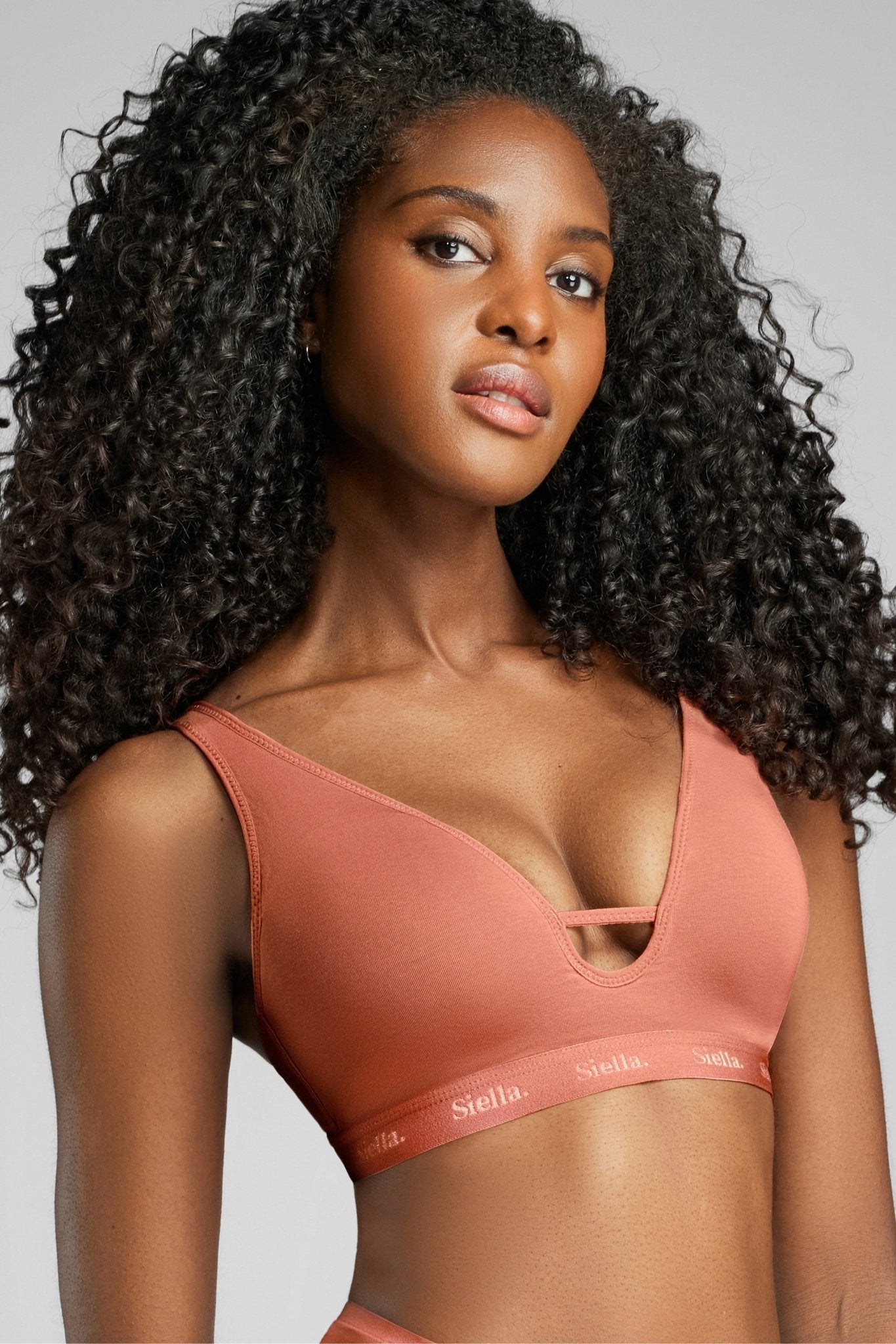 Organic Cotton Plunge Foam Bra - SIELLA - Color: Terracotta