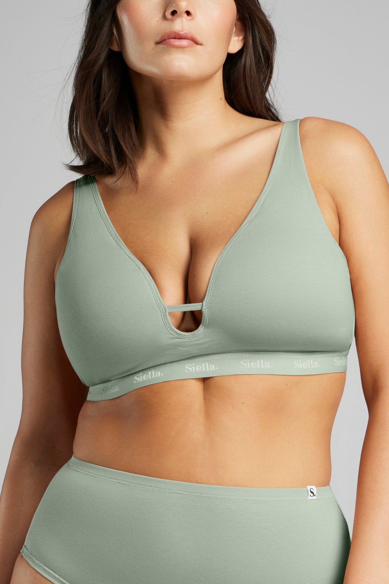 Organic Cotton Foam Cup Bra - Siella - Color: Sage Sauge