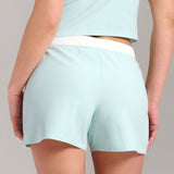 Organic Cotton Rib Boxer Short - Siella - Color: Aqua Mist Aqua