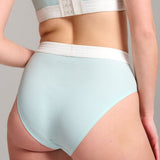 Organic Cotton Rib High Waist Brief - Siella - Color: Aqua Mist Aqua