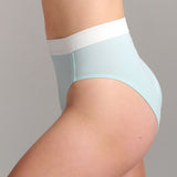 Organic Cotton Rib High Waist Brief - Siella - Color: Aqua Mist Aqua