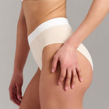 Organic Cotton Rib High Waist Brief - Siella - Color: Whisper Beige Beige murmure