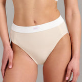 Organic Cotton Rib High Waist Brief - Siella - Color: Whisper Beige Beige murmure