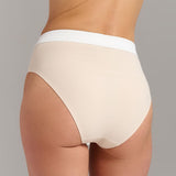 Organic Cotton Rib High Waist Brief - Siella - Color: Whisper Beige Beige murmure