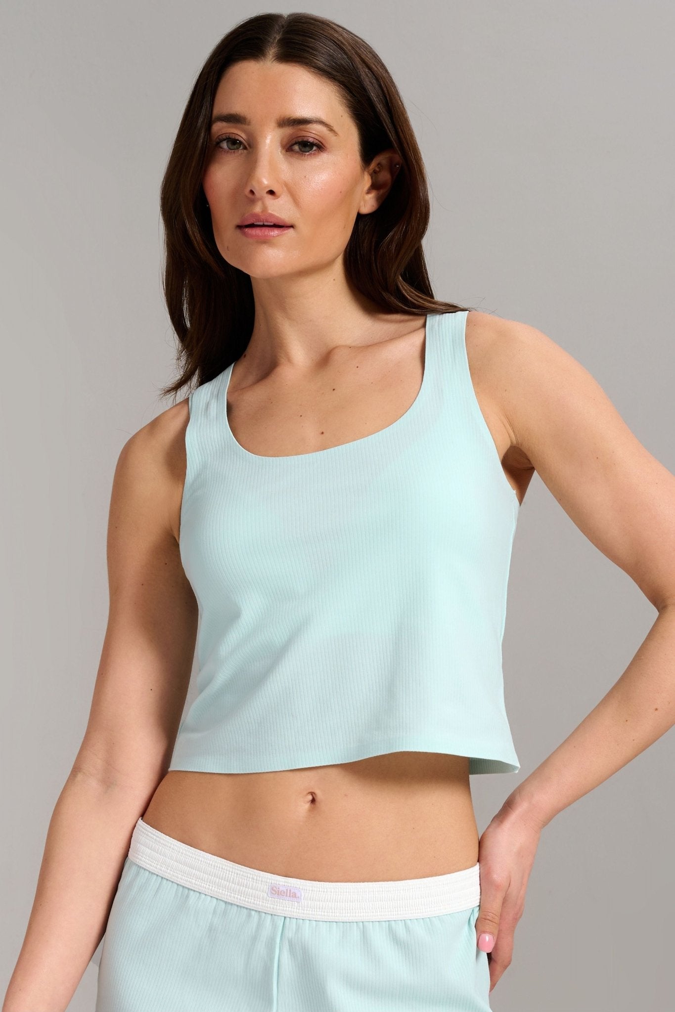 Organic Cotton Rib Tank - Siella - Color: Aqua Mist Aqua