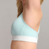 Organic Cotton Rib V-Neck Foam Bra - Siella - Color: Aqua Mist Aqua