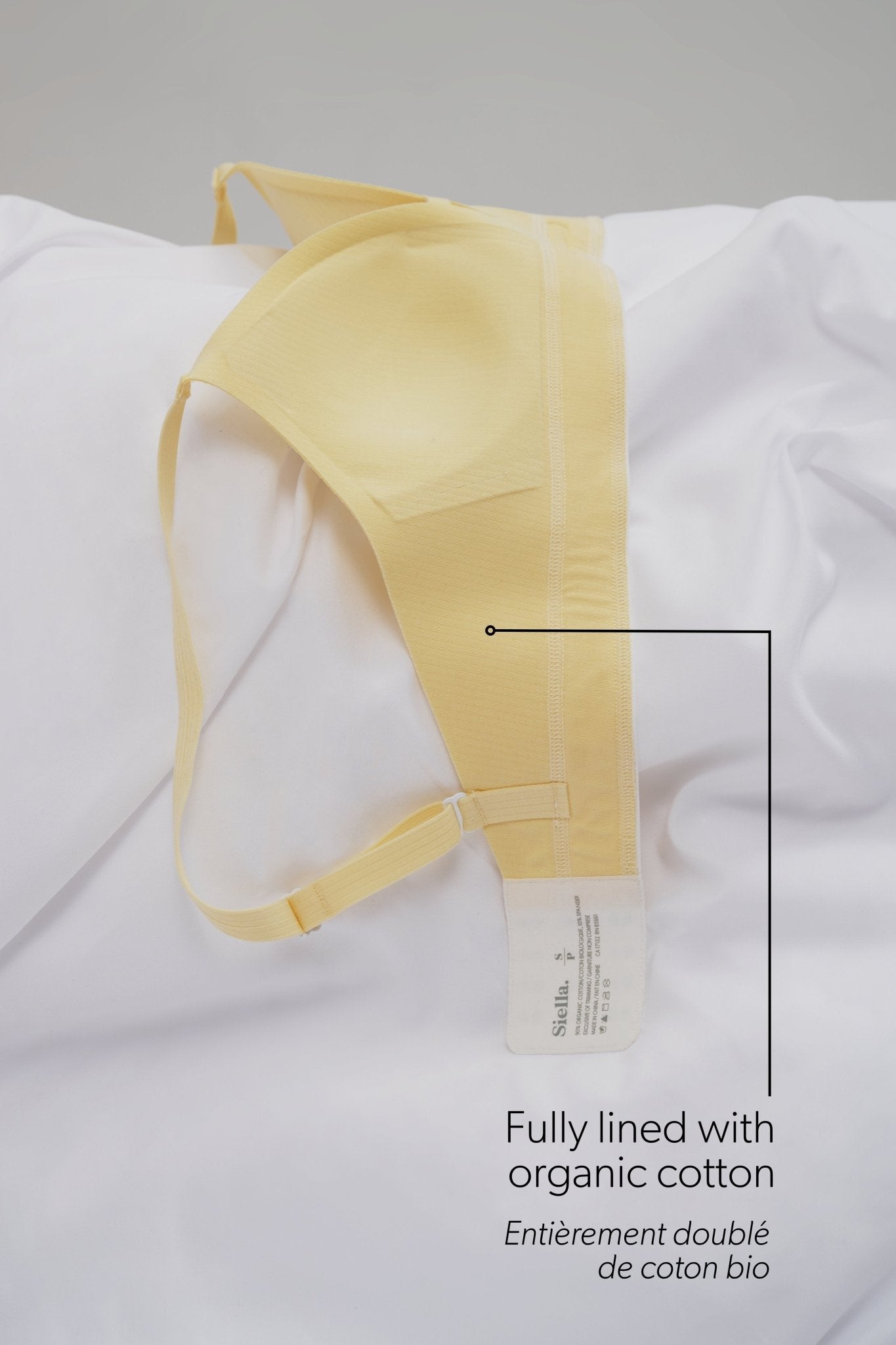 Organic Cotton Rib V-Neck Foam Bra - Siella - Color: Lemonade Limonade