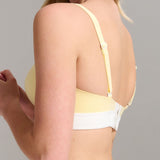 Organic Cotton Rib V-Neck Foam Bra - Siella - Color: Lemonade Limonade