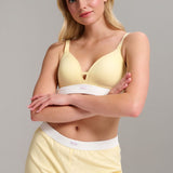 Organic Cotton Rib V-Neck Foam Bra - Siella - Color: Lemonade Limonade