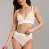 Organic Cotton Rib V-Neck Foam Bra - Siella - Color: Whisper Beige Beige murmure