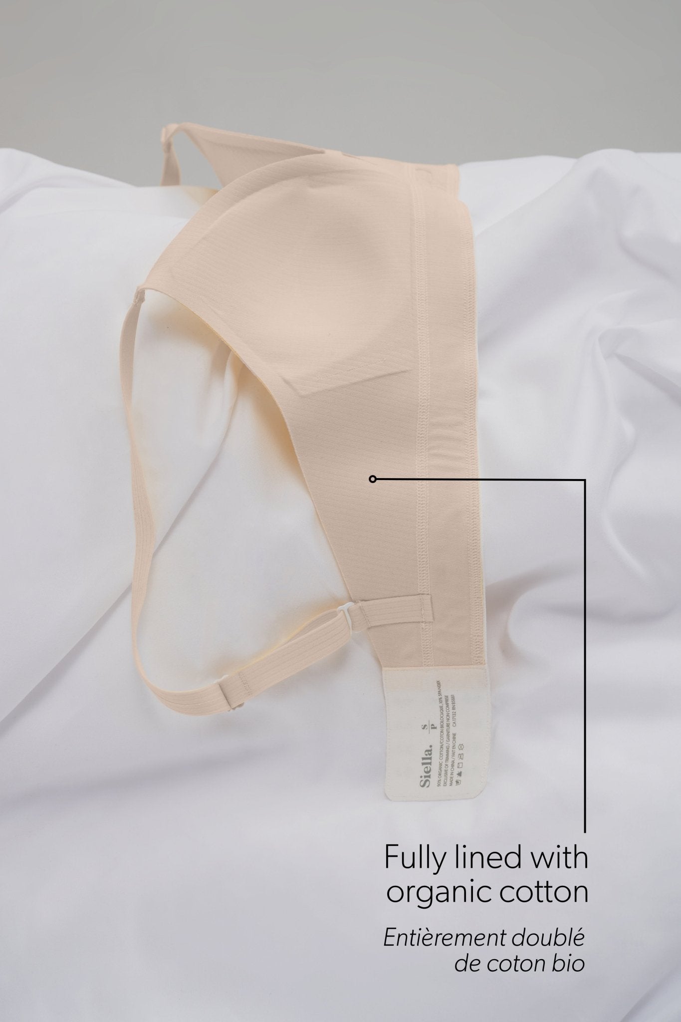 Organic Cotton Rib V-Neck Foam Bra - Siella - Color: Whisper Beige Beige murmure