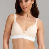 Organic Cotton Rib V-Neck Foam Bra - Siella - Color: Whisper Beige Beige murmure