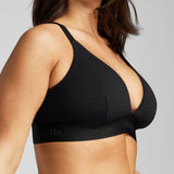 Organic Cotton Triangle Padded Bra - Siella - Color: Black Noir