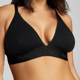 Organic Cotton Triangle Padded Bra - Siella - Color: Black Noir