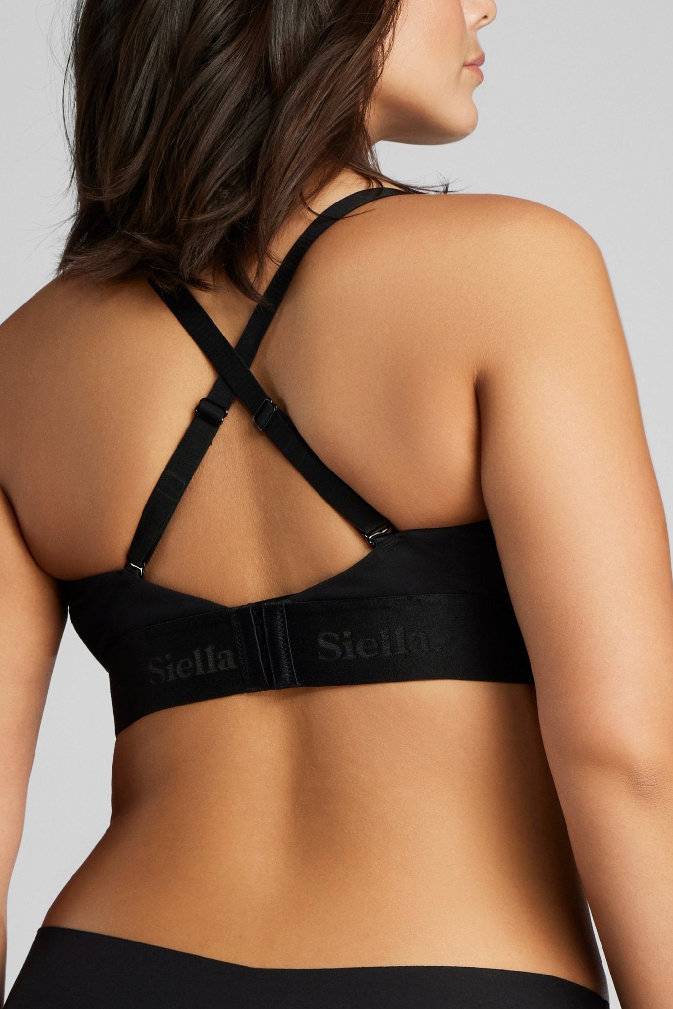 Organic Cotton Triangle Padded Bra - Siella - Color: Black Noir