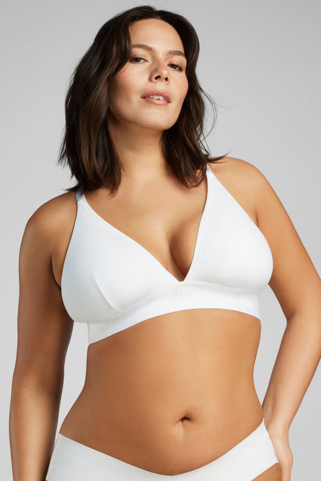 Organic Cotton Triangle Padded Bra - Siella - Color: White Blanc