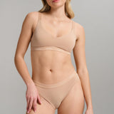 Organic Cotton V - Neck Bra - Siella - Color: Beach Beige Beige plage