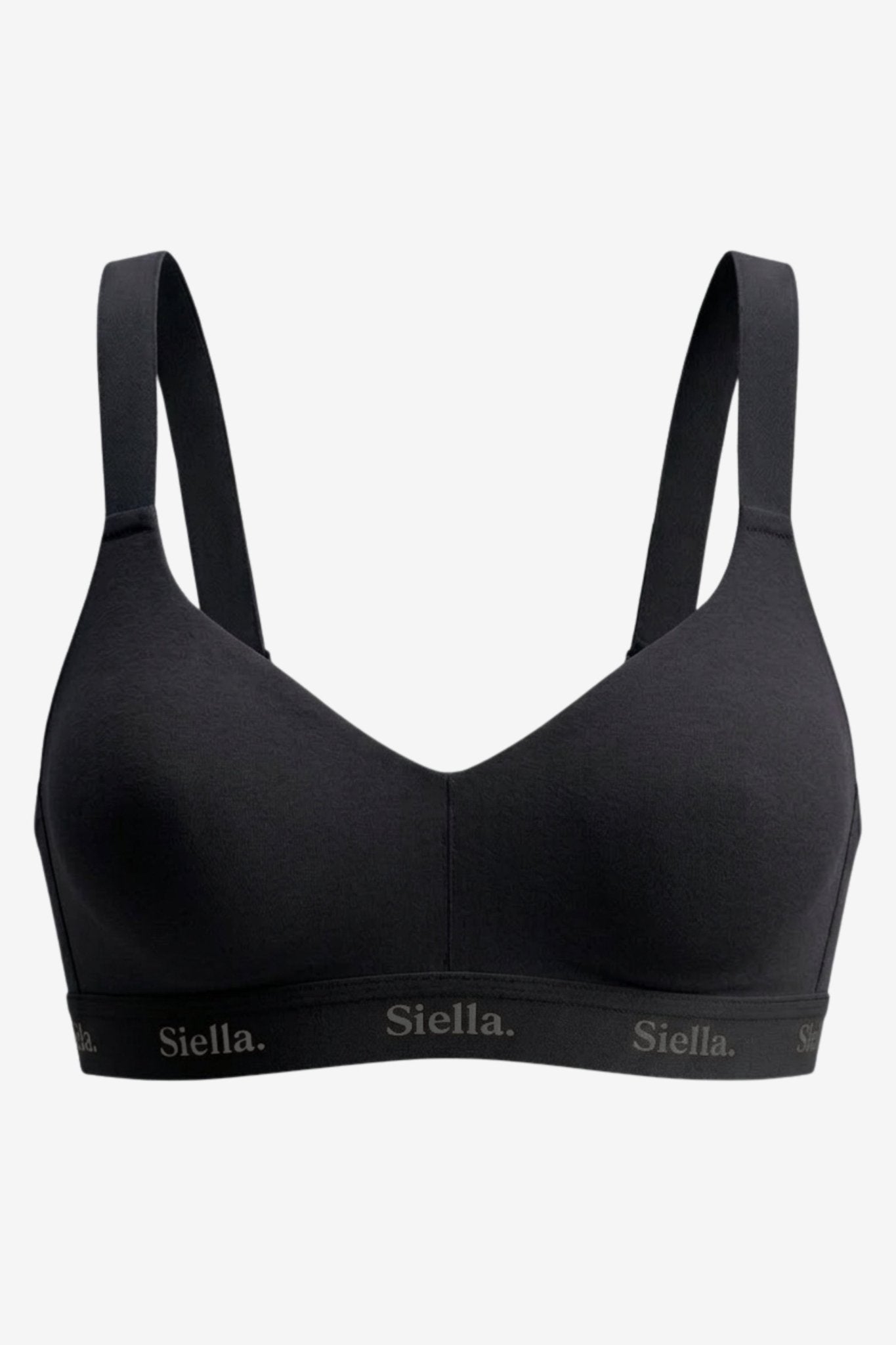Organic Cotton V - Neck Bra - Siella - Color: Black Noir