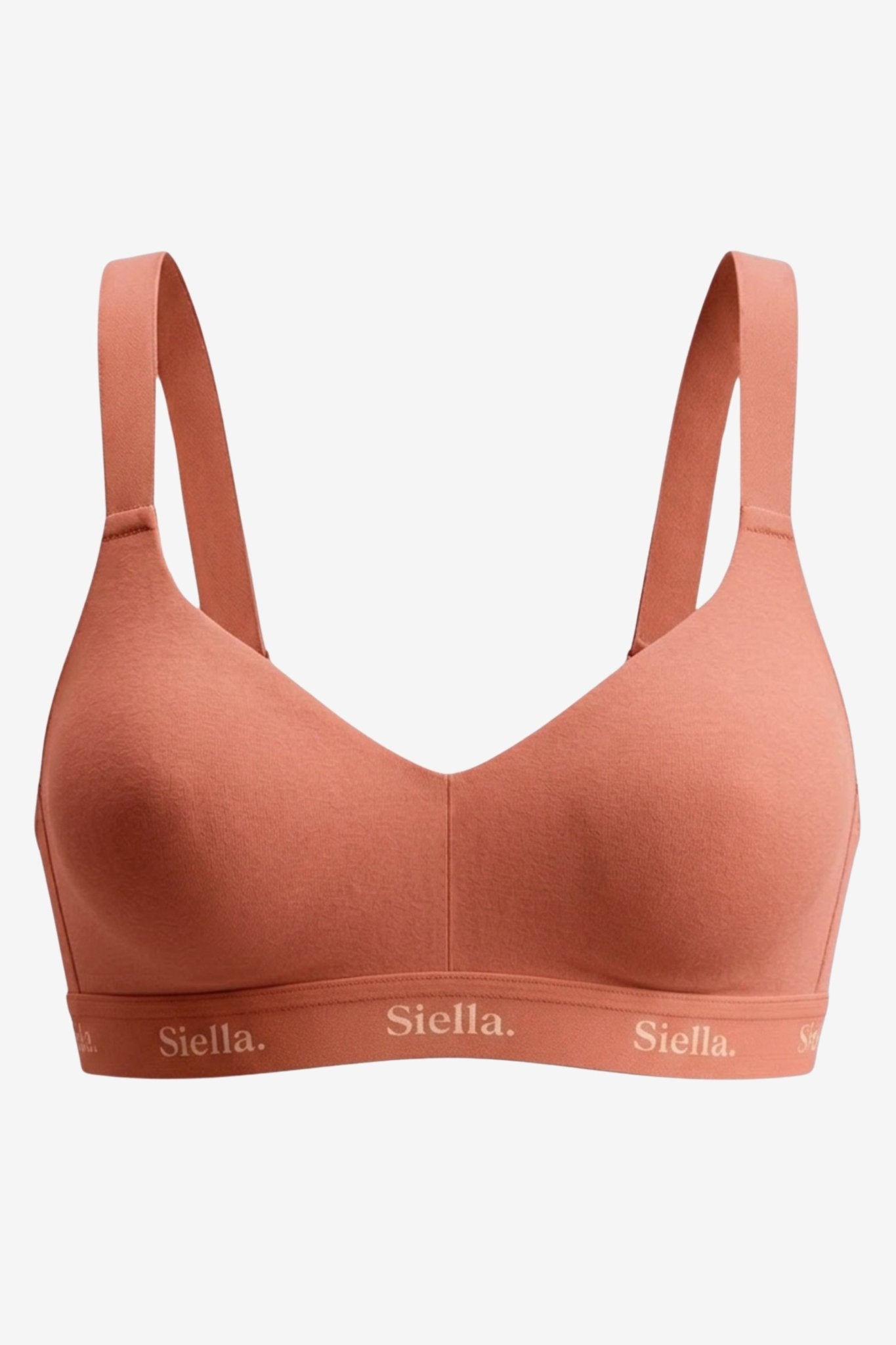 Organic Cotton V - Neck Bra - Siella - Color: Terracotta