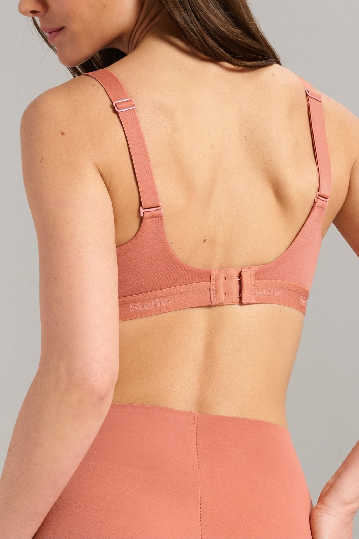 Organic Cotton V - Neck Bra - Siella - Color: Terracotta