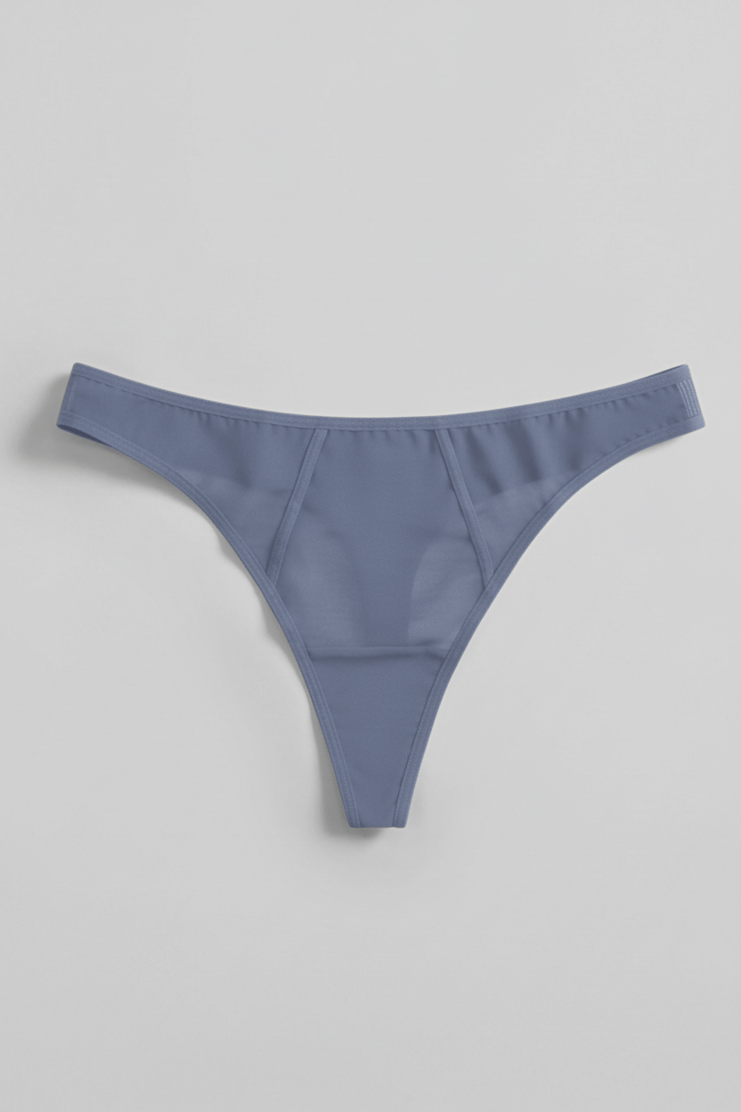 Power Mesh Thong - Siella - Color: Blue Grey Bleu gris