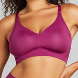 Sexy Smooth V-Neck Bra - SIELLA - Color: Plum Prune