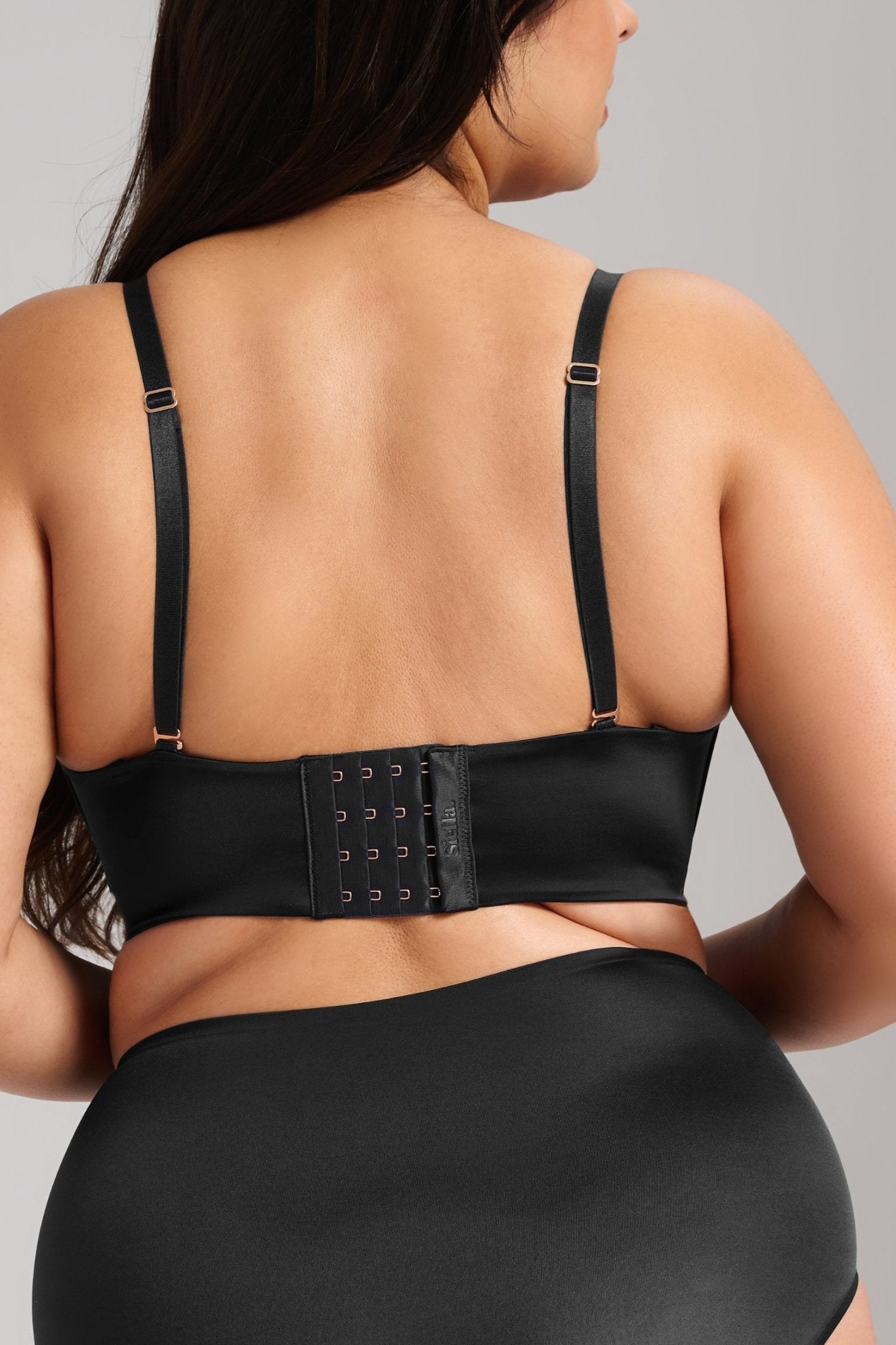 Smooth Satin Foam Bustier - Siella - Color: Black Noir