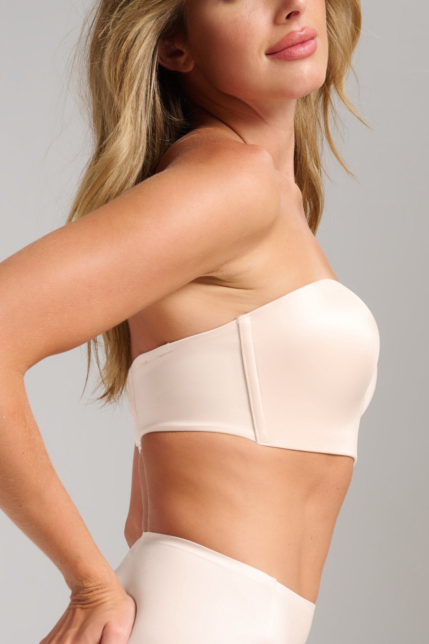 Smooth Satin Foam Bustier - Siella - Color: Champagne