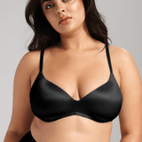 Smooth Satin Luxe Lift Bra - Siella - Color: Black Noir