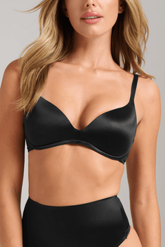 Smooth Satin Luxe Lift Bra - Siella - Color: Black Noir