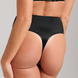 Smooth Satin Thong - Siella - Color: Black Noir