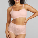 Soft Lace Balconette Foam Bra - SIELLA - Color: Barely Pink Rose délicat