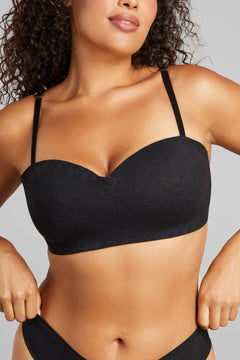 Soft Lace Balconette Foam Bra - SIELLA - Color: Black Noir