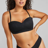 Soft Lace Balconette Foam Bra - SIELLA - Color: Black Noir