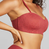 Soft Lace Balconette Foam Bra - SIELLA - Color: Rosewood Bois de rose