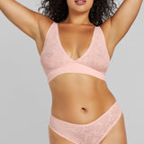 Soft Lace Plunge Non-Padded Bra - SIELLA - Color: Barely Pink Rose délicat