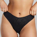 Soft Lace Thong - SIELLA - Color: Black Noir