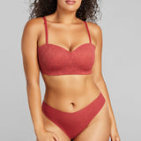 Soft Lace Thong - SIELLA - Color: Rosewood Bois de rose