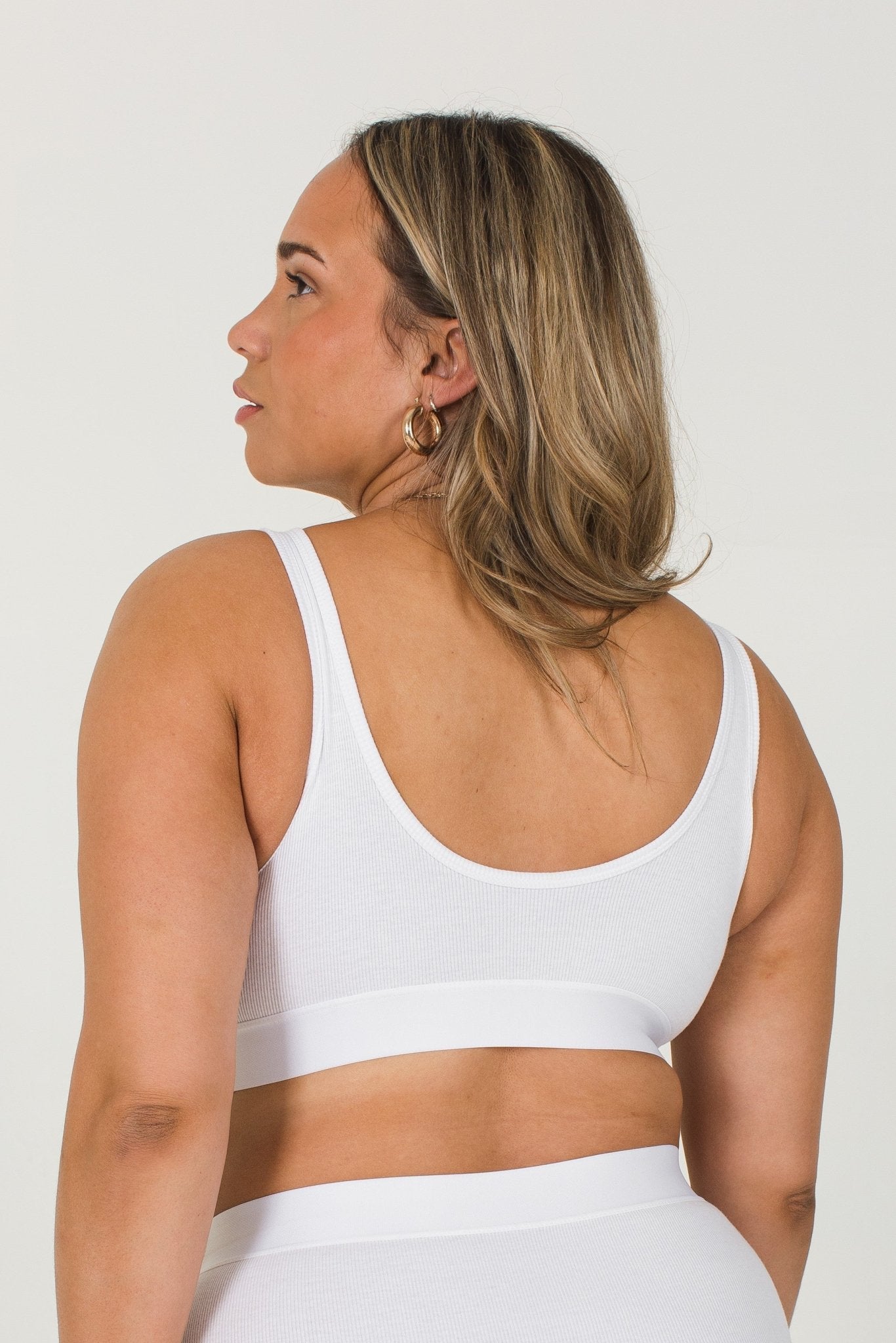 Cotton Rib Cut-Out Bralette - Siella - Color: White Blanc