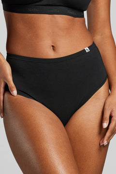 Organic Cotton High Waist Brief - SIELLA - Color: Black Noir