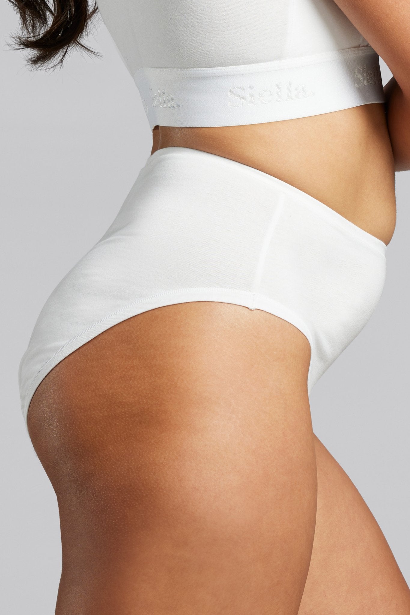 High Waist 100% Organic Cotton Panties With Cotton Lace Inserts. Natural -   Canada