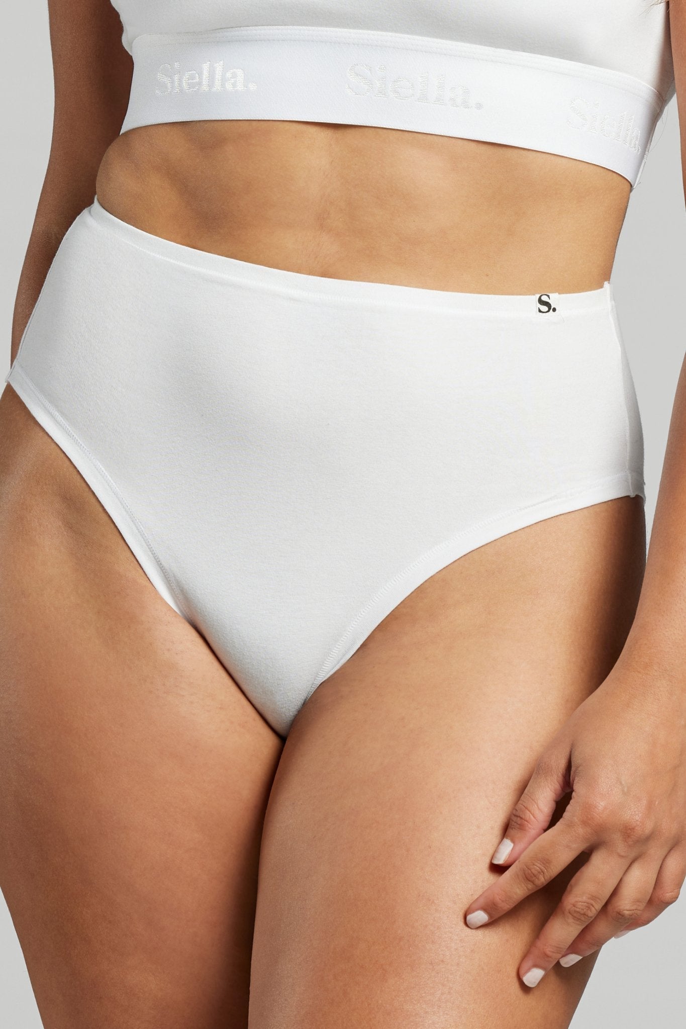 Organic Cotton High Waist Brief - SIELLA - Color: White Blanc