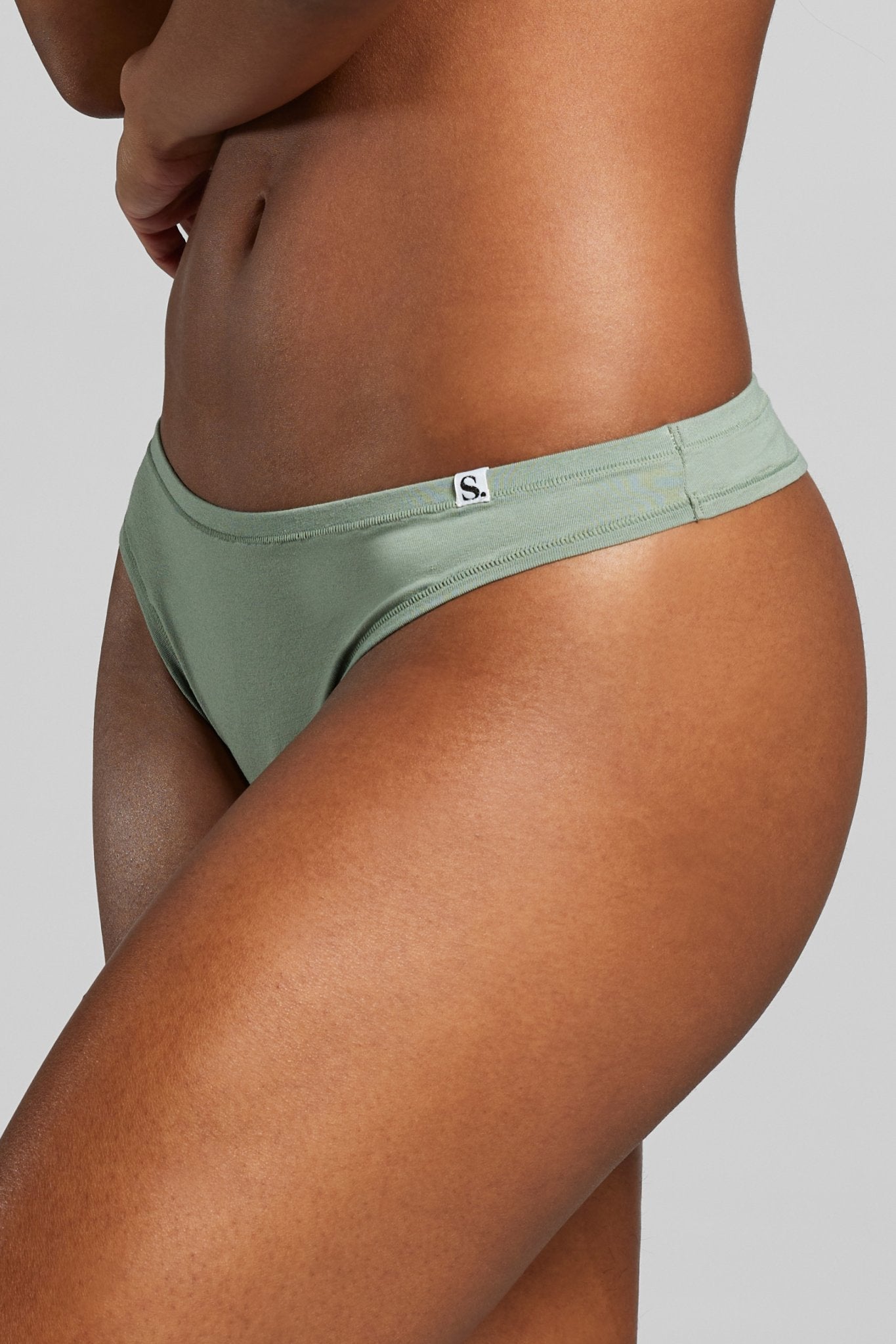 Organic Cotton Thong - SIELLA - Color: Sage Sauge