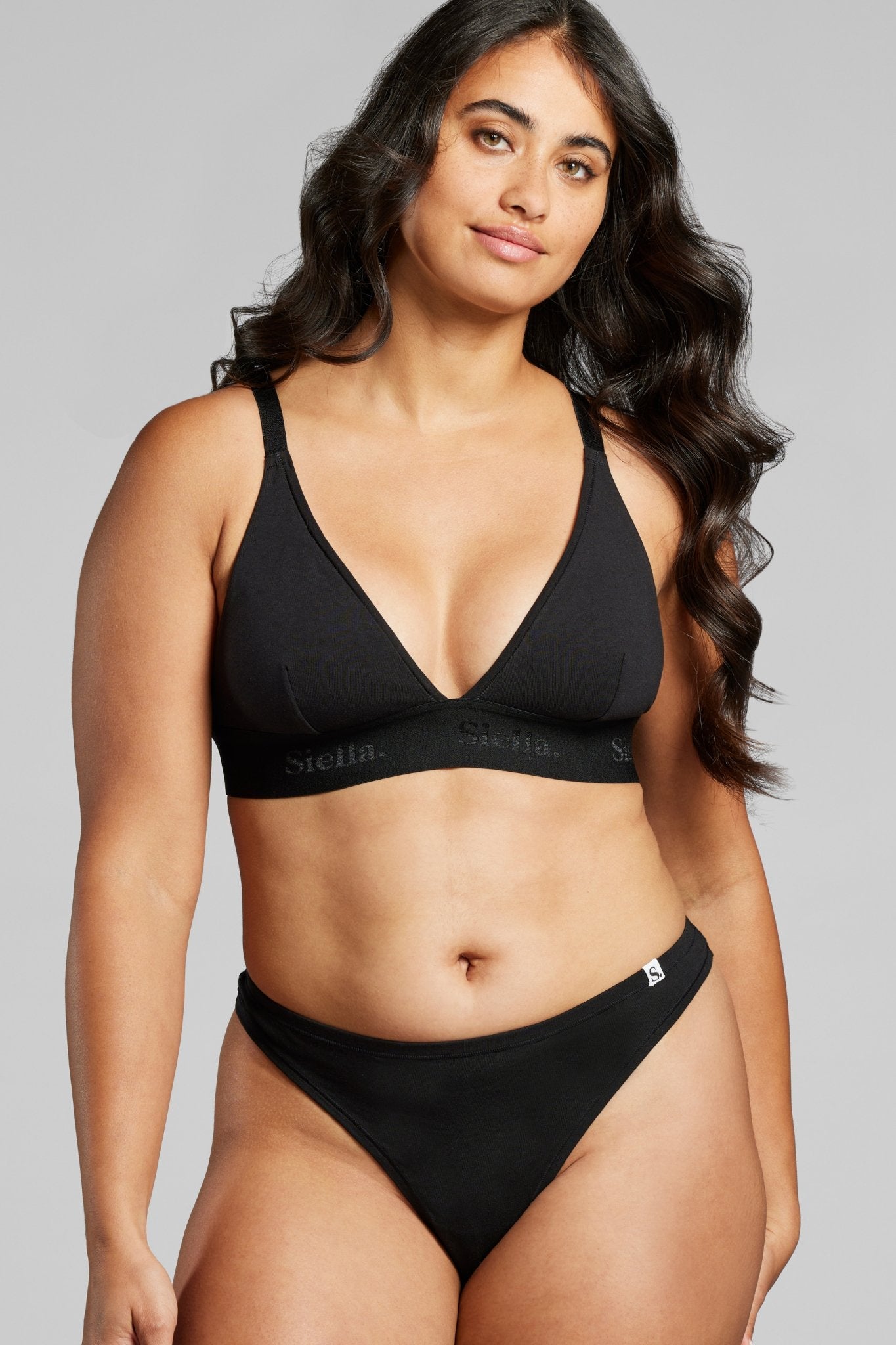 Organic Cotton Triangle Bra - Siella - Color: Black Noir