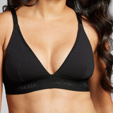 Organic Cotton Triangle Bra - Siella - Color: Black Noir