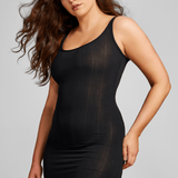 Sheer Modal Slip Dress - Siella - Color: Black Noir